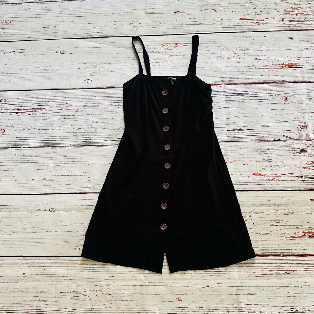 Girls Black Button-Down Dress